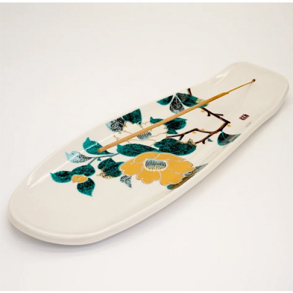 画像2: {九九谷} スケートデッキ お香立て 椿 (2)