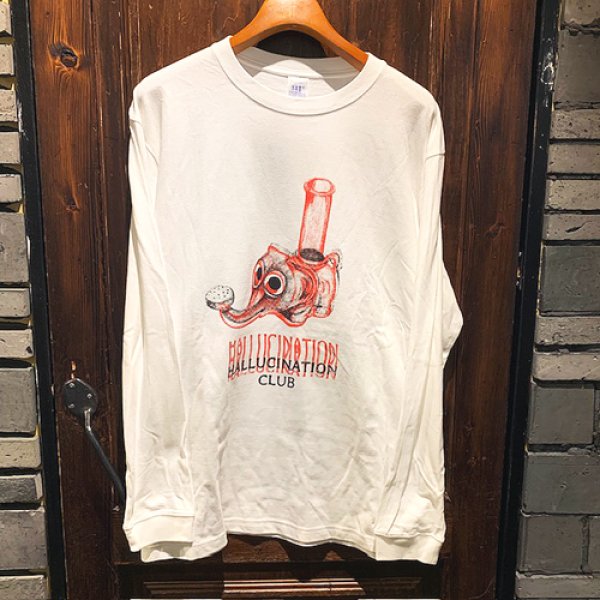 画像1: {Satoshi Ito} "ゾウさんボング" L/S T-SHIRTS (WHITE) (1)