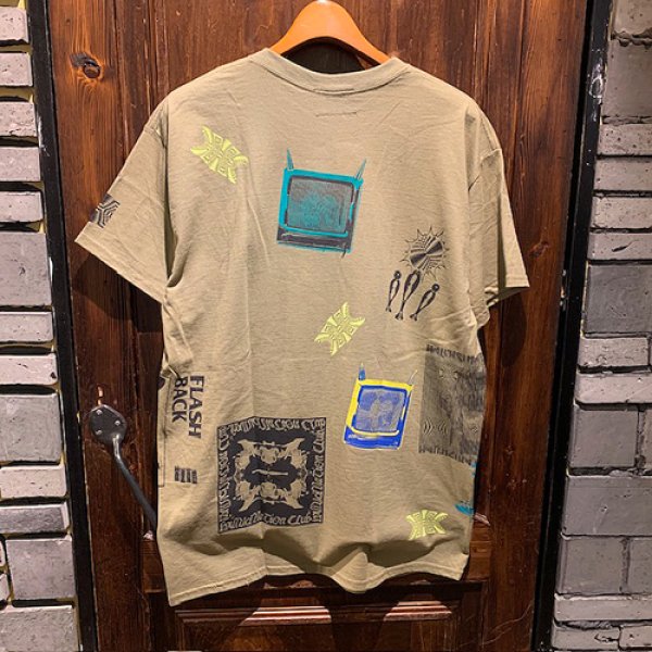 画像2: {NO MAD NUMSKULL} "HALLUCINATION CLUB" MULTI PRINT T-SHIRTS (OLIVE) (2)