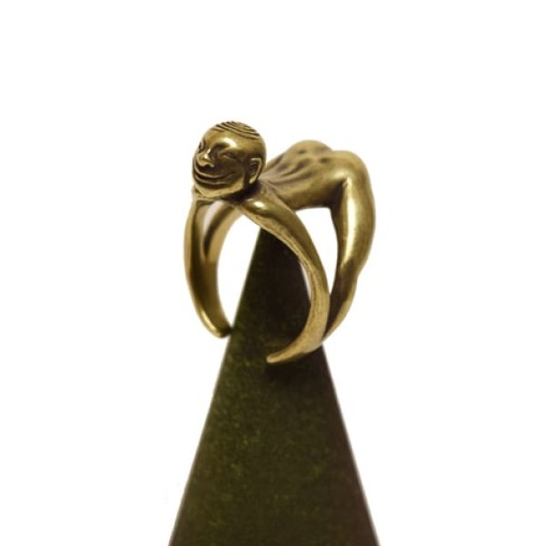 画像6: {FLYOVER} Human form Free size ring ＜Brass＞ (6)