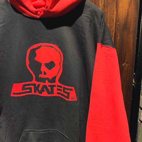 画像3: {SKULL SKATES} 2TONE LOGO HOOD SWEAT / BLACK×RED (3)