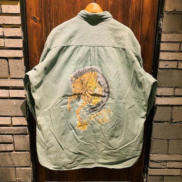 画像2: {SHUNSUKE}  used nel shirts(S.GREEN) (2)