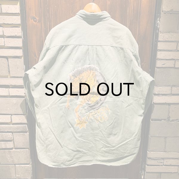 画像2: {SHUNSUKE}  used nel shirts(S.GREEN) (2)