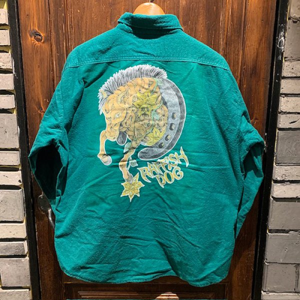 画像2: {SHUNSUKE}  used nel shirts(GREEN) (2)