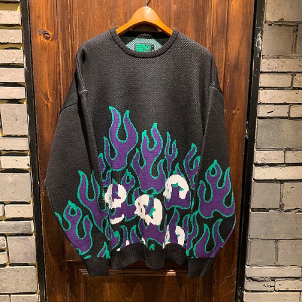 画像1: {MAGICAL MOSH MISFITS} MxMxM FIRE SWEATER (1)