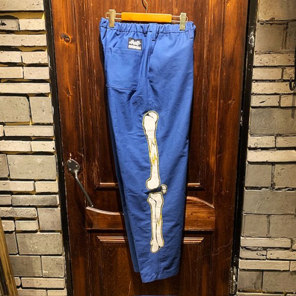 画像1: {NO MAD NUMSKULL} ORIGINAL PATTERN LONG PANTS / "FELT PATCH BONE" / BLUE (1)