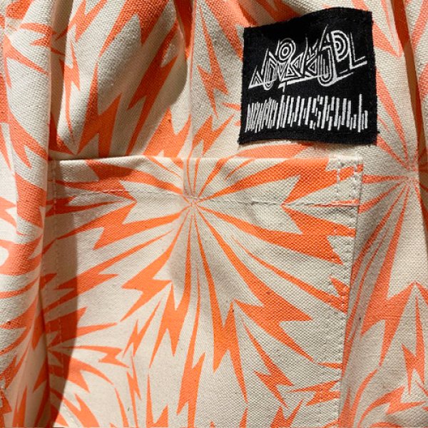 画像3: {NO MAD NUMSKULL} ORIGINAL PATTERN LONG PANTS / "THUNDER" / IVORY×ORANGE (3)